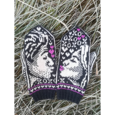 XOXO mittens pattern, ENG